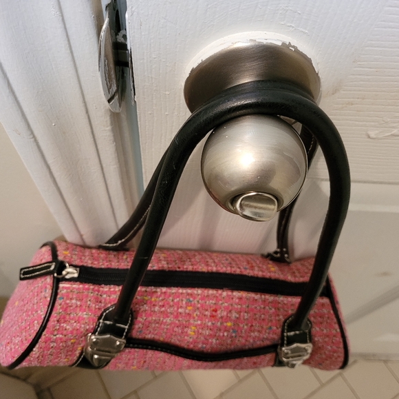 Small Ladies tweed fabric pink purse - Picture 2 of 4